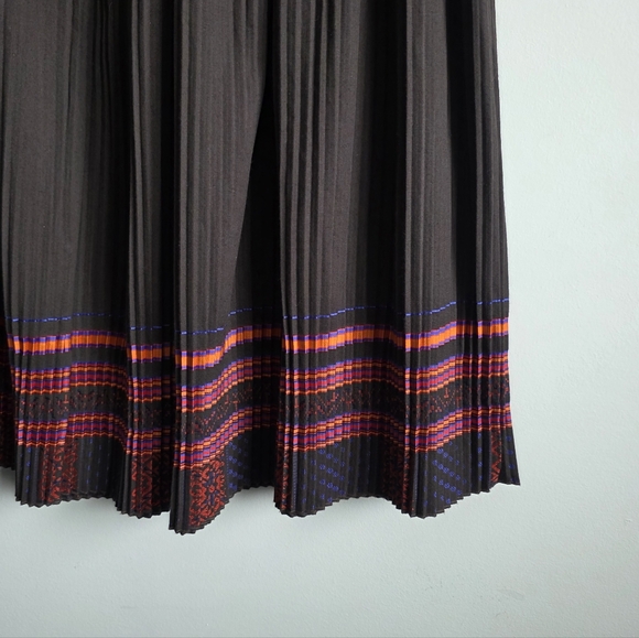 HUGO Hugo Boss Roxana Pleated Midi Skirt Brown Wrap Tie Waist Size US 4 - Picture 3 of 12